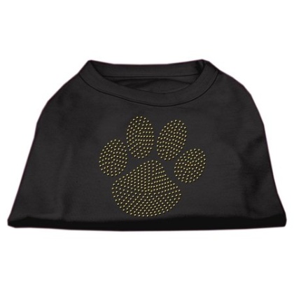 Gold Paw Rhinestud Shirt Black L