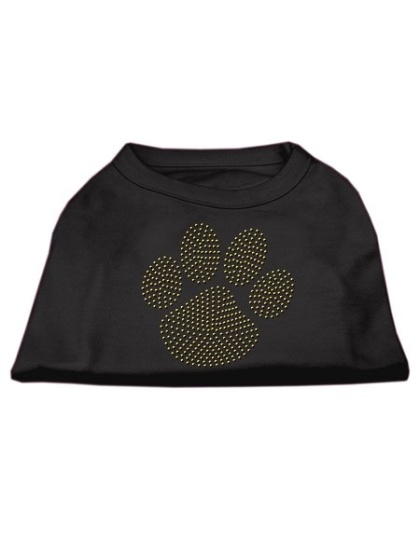 Gold Paw Rhinestud Shirt Black L