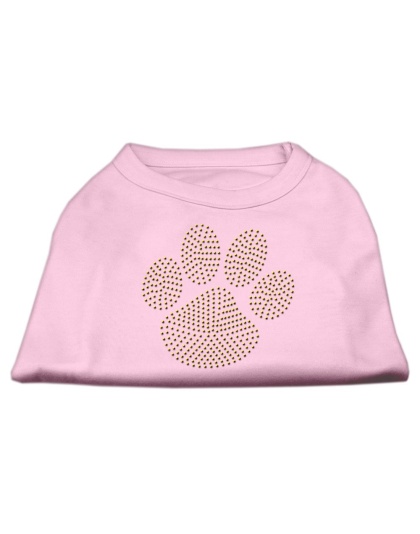 Gold Paw Rhinestud Shirt Light Pink L