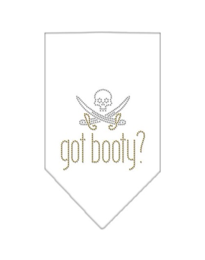 Got Booty Rhinestone Bandana White Large