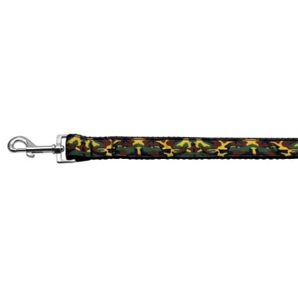 Green Camo Nylon Ribbon Dog Collars 1 wide 4ft Leash