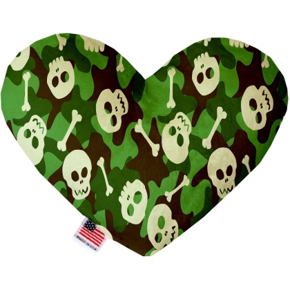 Green Camo Skulls 6 Inch Heart Dog Toy