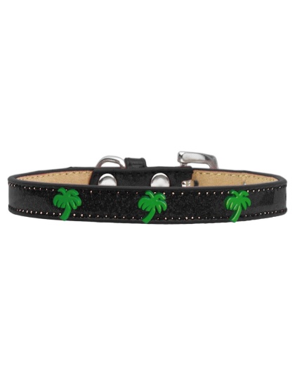 Green Palm Tree Widget Dog Collar Black Ice Cream Size 10