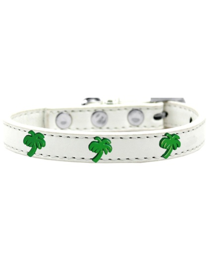 Green Palm Tree Widget Dog Collar White Size 10