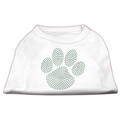 Green Paw Rhinestud Shirts White L