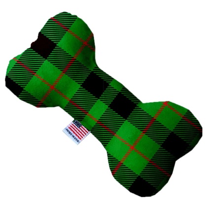 Green Plaid 10 Inch Bone Dog Toy