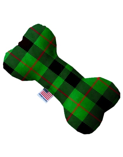 Green Plaid 10 Inch Bone Dog Toy