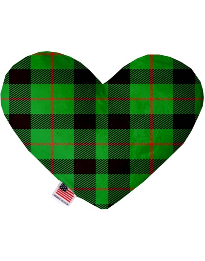 Green Plaid 6 Inch Heart Dog Toy