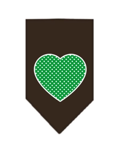 Green Swiss Dot Heart Screen Print Bandana Cocoa Large