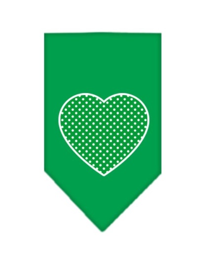 Green Swiss Dot Heart Screen Print Bandana Emerald Green Large