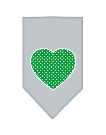 Green Swiss Dot Heart Screen Print Bandana Grey Large