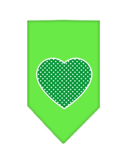 Green Swiss Dot Heart Screen Print Bandana Lime Green Large