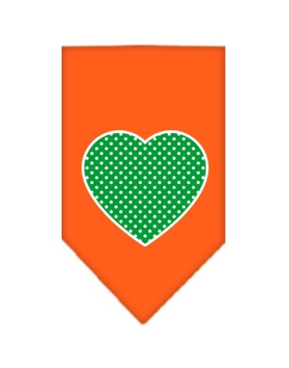 Green Swiss Dot Heart Screen Print Bandana Orange Large