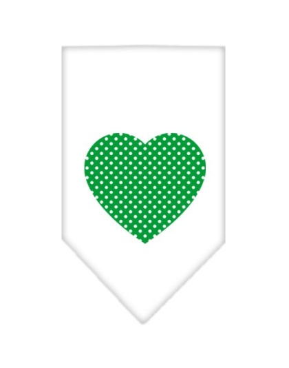 Green Swiss Dot Heart Screen Print Bandana White Large