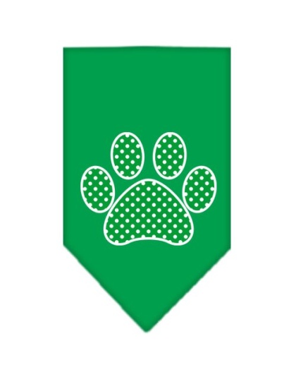 Green Swiss Dot Paw Screen Print Bandana Emerald Green Large