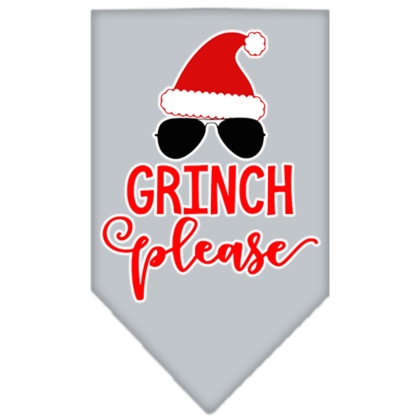 Grinch Please Screen Print Bandana Grey Large