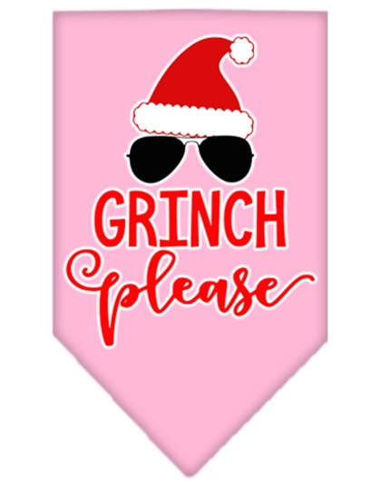 Grinch Please Screen Print Bandana Light Pink Large