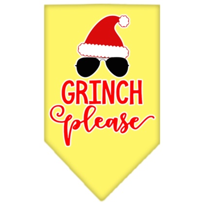 Grinch Please Screen Print Bandana Yellow Large