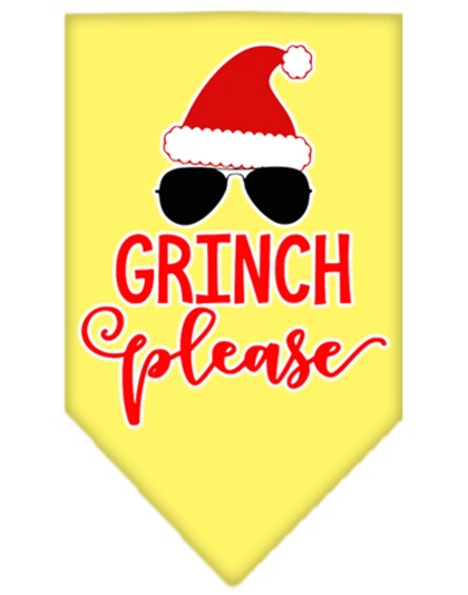 Grinch Please Screen Print Bandana Yellow Large