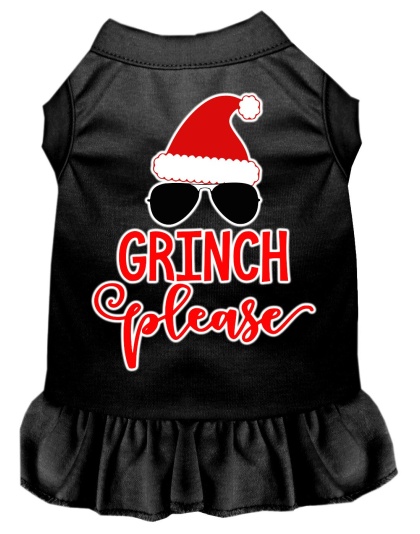 Grinch Please Screen Print Dog Dress Black 4X (22)