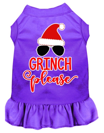 Grinch Please Screen Print Dog Dress Purple 4X (22)