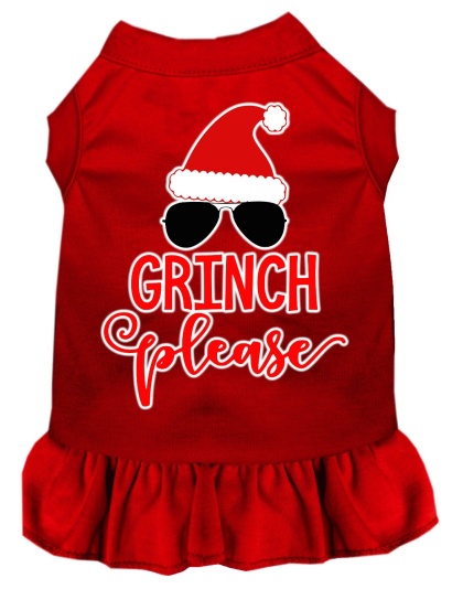 Grinch Please Screen Print Dog Dress Red 4X (22)