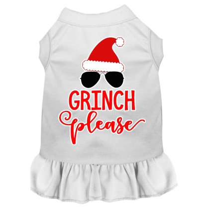 Grinch Please Screen Print Dog Dress White 4X (22)