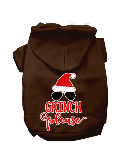 Grinch Please Screen Print Dog Hoodie Brown L