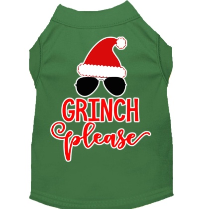 Grinch Please Screen Print Dog Shirt Green Lg