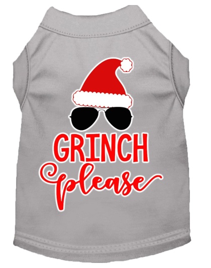 Grinch Please Screen Print Dog Shirt Grey Lg