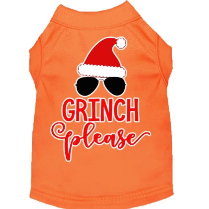 Grinch Please Screen Print Dog Shirt Orange Lg