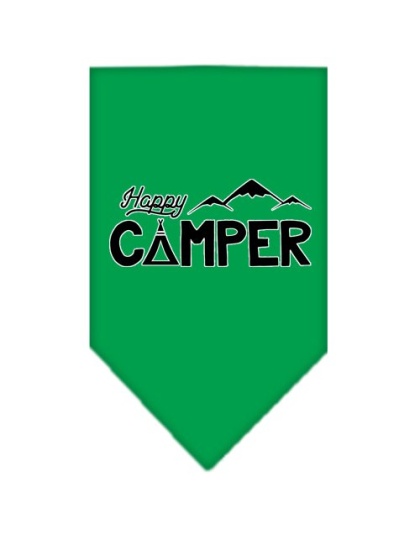 Happy Camper Screen Print Bandana Emerald Green Large