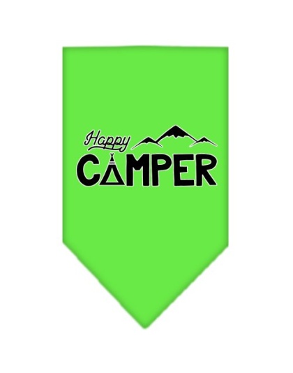 Happy Camper Screen Print Bandana Lime Green Large