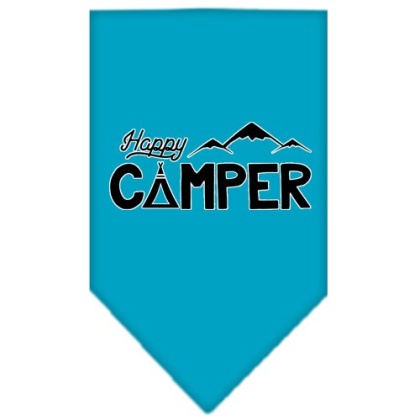 Happy Camper Screen Print Bandana Turquoise Large