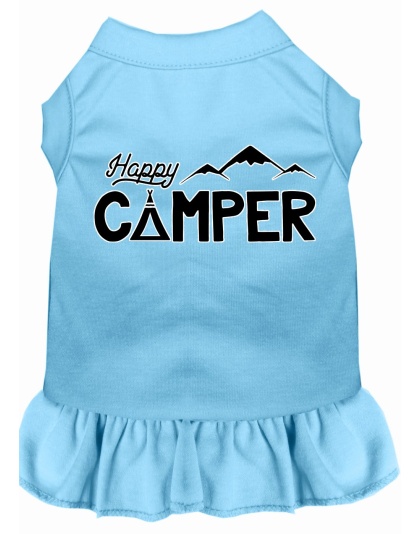 Happy Camper Screen Print Dog Dress Baby Blue 4X (22)
