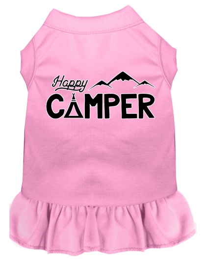 Happy Camper Screen Print Dog Dress Light Pink 4X (22)