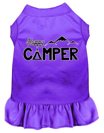 Happy Camper Screen Print Dog Dress Purple 4X (22)