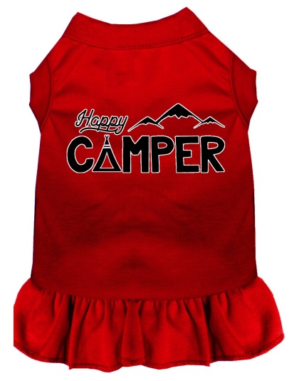 Happy Camper Screen Print Dog Dress Red 4X (22)