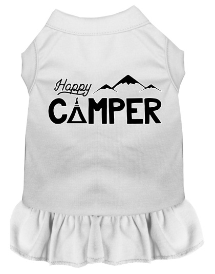 Happy Camper Screen Print Dog Dress White 4X (22)