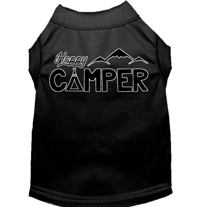 Happy Camper Screen Print Dog Shirt Black Lg