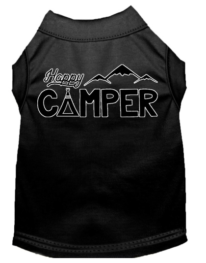 Happy Camper Screen Print Dog Shirt Black Lg