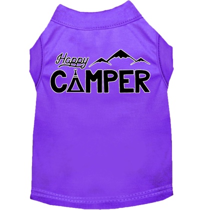 Happy Camper Screen Print Dog Shirt Purple Lg