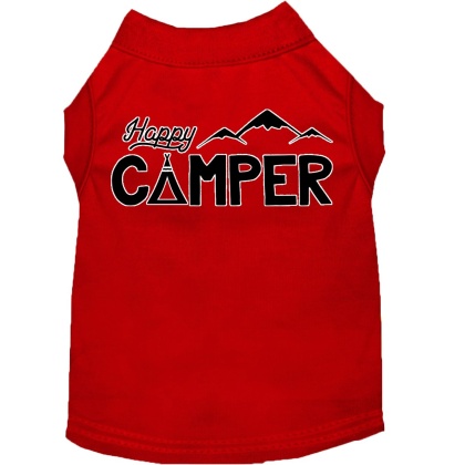 Happy Camper Screen Print Dog Shirt Red Lg