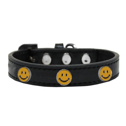 Happy Face Widget Dog Collar Black Size 10