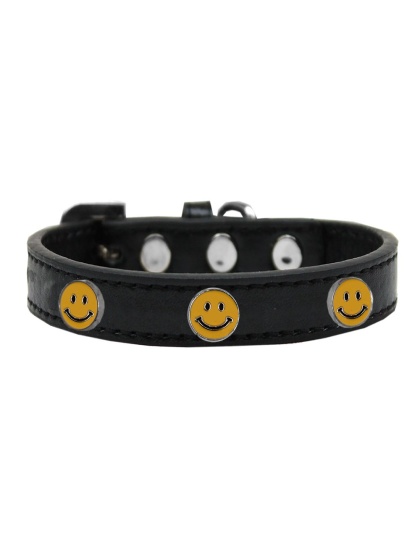 Happy Face Widget Dog Collar Black Size 10