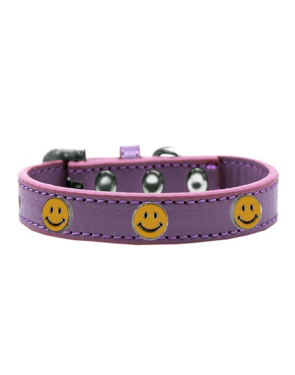 Happy Face Widget Dog Collar Lavender Size 10