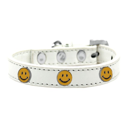 Happy Face Widget Dog Collar White Size 10