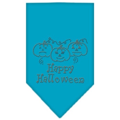 Happy Halloween Rhinestone Bandana Turquoise Large