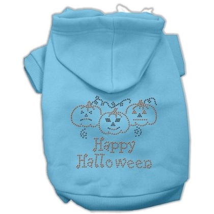 Happy Halloween Rhinestone Hoodies Baby Blue L