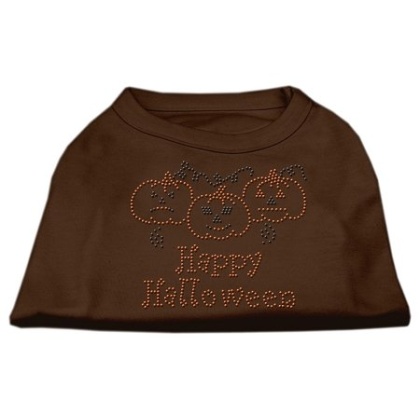 Happy Halloween Rhinestone Shirts Brown Lg